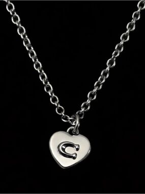 Coach Silver Heart Charm Necklace